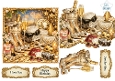 Luxury Celebration Glam Card Topper – Gold Heels, Mask, Champagne & Sparkling Accessories