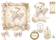 Vintage Teddy Bear & Floral Bows Card Topper