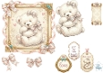 Vintage Teddy Bear & Pastel Floral Bows Card Topper