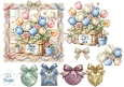 Pastel Floral Crate Mothers Day Topper with Lace, Ribbons & Sentiment Badges