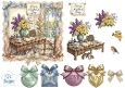 Vintage Writing Desk Mothers Day Topper with Cat, Robin, Florals & Sentiment Badges