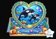 Cute Orca Heart Frame Topper with Coral Reef & Happy Day Banner