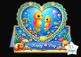 Cute Seahorse Heart Frame Topper with Coral Reef & Happy Day Banner