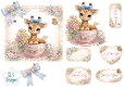 Cute Baby Giraffe in Floral Teacup Topper with Tags & Sentiments