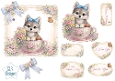 Cute Puppy in Floral Teacup Topper with Tags & Sentiments