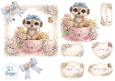 Cute Baby Puppy in Floral Teacup Topper with Tags & Sentiments 1