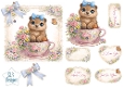 Cute Baby Bear in Floral Teacup Topper with Tags & Sentiments