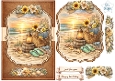 Sunset Beach Flowers Card Topper with Lantern Barrel, Flip-Flops and Seashell Embellishments