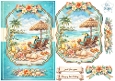 Tropical Toucan Beach Card Topper with Lounge Chairs, Flowers and Summer Embellishments