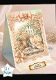 Peach Rose Garden Birthday Card Topper with Bows & Vintage Floral Frame