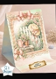 Pink Rose Garden Birthday Card Topper with Bows & Elegant Vintage Frame