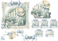 Blue Garden Floral Card Topper Set with Bows, Mini Panels & Sentiment Tags