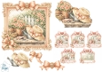 Peach Rose Garden Card Topper Set with Bows, Mini Panels & Sentiment Tags