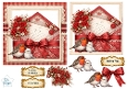Romantic Red Vintage Envelope & Roses Card Topper with Lovebirds and Sentiments