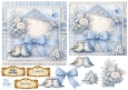 Pastel Blue Vintage Envelope & Roses Card Topper with Lovebirds, Bow and Sentiments 1