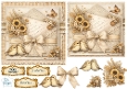 Vintage Sepia Envelope & Sunflower Card Topper with Lovebirds, Bow and Sentiments