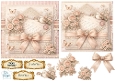 Pastel Pink Vintage Envelope & Roses Card Topper with Lovebirds, Bow and Sentiments