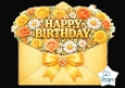 Golden Floral Birthday Envelope Card Topper with Roses, Bow and Jewel Accent