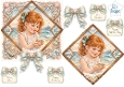 Vintage Seaside Girl Topper Set – Coastal Shell Frame, Teal Bows & Sentiment Tags 4