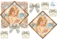Pastel Seaside girl Topper Set – Coastal Shell Frame, Blue Bows & Sentiment Tags 5