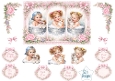 Pastel Vintage Baby Bath Toppers with Puppies & Kittens – Floral Lace Card Front & Sentiments 1