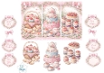 Pastel Vintage Tea Party Cakes & Cupcakes Toppers – Floral Lace Card Front with Sentiments