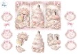 Pastel Vintage Wedding Cake & Romance Toppers – Floral Lace Card Front with Sentiments