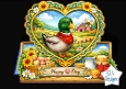 Cute Farm Duck Heart Frame Topper – Sunflowers, Barn Scene & Rustic Country Card Front