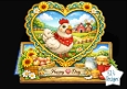 Cute Farm Chicken Heart Frame Topper – Sunflowers, Barn Scene & Rustic Country Card Front