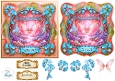 Enchanted Blue Floral Butterfly Card Topper – Magical Forest Scene with Luxury Ornate Frame 4