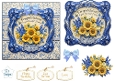Sunflower & Blue Lupine Luxury Frame Card Topper – Elegant Floral Design