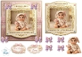 Baby Girl Pink Bunny Card Topper – Luxury Newborn Celebration with Gold Accents & Sweet Pastel Florals