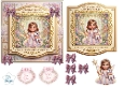 Princess & Unicorn Birthday Card Topper – Magical Pastel Garden with Gold Frame & Fairy Princess