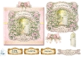 Pink Garden Gate Luxury Card Topper – Romantic Roses, Lantern Glow & Pastel Floral Frame