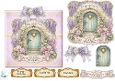 Lavender Doorway Floral Luxury Card Topper – Blue Arch, Wisteria & Pastel Ribbon Frame