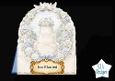Blue & White Wedding Cake Frame Topper – Floral Arch, Doves & Just Married Printable
