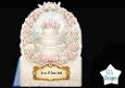 Pink Rose Wedding Cake Frame Topper – Floral Arch, Doves & Just Married Printable