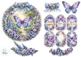 Purple Butterfly Garden Wreath Topper Set – Floral Frames, Tags & Sentiments Printable