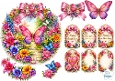 Vibrant Butterfly Garden Wreath Topper Set – Floral Frames, Tags & Sentiments Printable