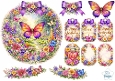 Purple Butterfly Garden Wreath Topper Set – Floral Frames, Tags & Sentiments Printable 2