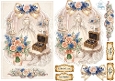 Luxury Bridal Gown Card Topper • Romantic Wedding Rings Table • Pastel Floral Printable Sheet