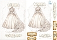 Luxury Bridal Gown Card Topper • Elegant Lace Wedding Dress • White Rose Floral Printable
