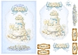 Luxury Blue Wedding Cake Card Topper • Elegant Lace Celebration • Pastel Floral Printable Sheet