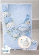 Sweet Baby Boy Bassinet & Blue Hydrangeas Card Topper