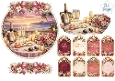 Sunset Seaside Wedding Celebration Topper with Champagne & Floral Tags