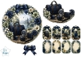 Luxury Travel & Mountain Scenic Topper with Navy Accessories and Floral Tags