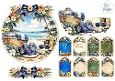 Tropical Beach Bag & Summer Essentials Topper with Floral Tags