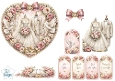 Romantic Wedding Doves & Floral Heart Topper with Tags