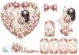 Elegant Wedding Doves & Floral Heart Topper with Sentiment Tags 1
