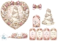 Romantic Wedding Cake & Doves Floral Heart Topper with Tags